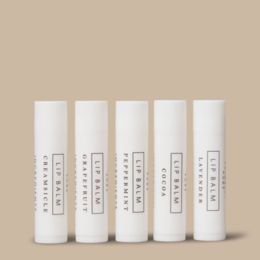 tubes of Primally Pure brand lip balms